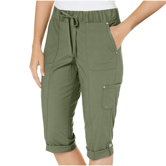 BLVB Women's Cargo Capris Hiking Pants Lightweight Outdoor Athletic Travel Casual Joggers Loose Comfy with Pockets