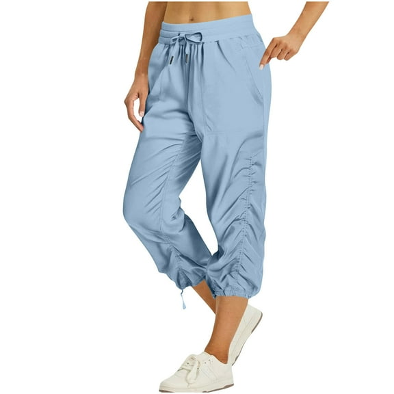 BLVB Women's Cargo Capris Hiking Pants Lightweight Quick Dry Outdoor Athletic Travel Cropped Pants Casual Loose Comfy with Pockets