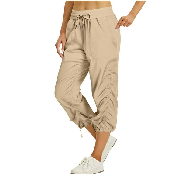 BLVB Women's Cargo Capris Hiking Pants Lightweight Quick Dry Outdoor Athletic Travel Cropped Pants Casual Loose Comfy with Pockets
