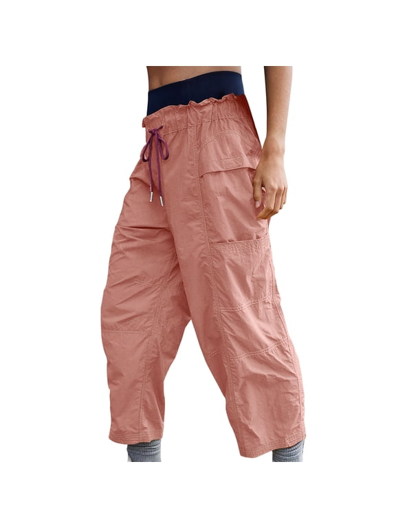 Women's Cargo Capris Hiking Pants Lightweight Quick Dry Outdoor Athletic Travel Pants Casual Loose Streetwear Outfits with Pockets