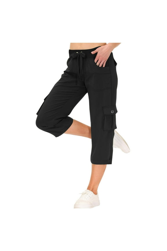Women's Cargo Capris Hiking Pants Lightweight Summer Outdoor Athletic Travel Trousers Casual Loose with Pockets