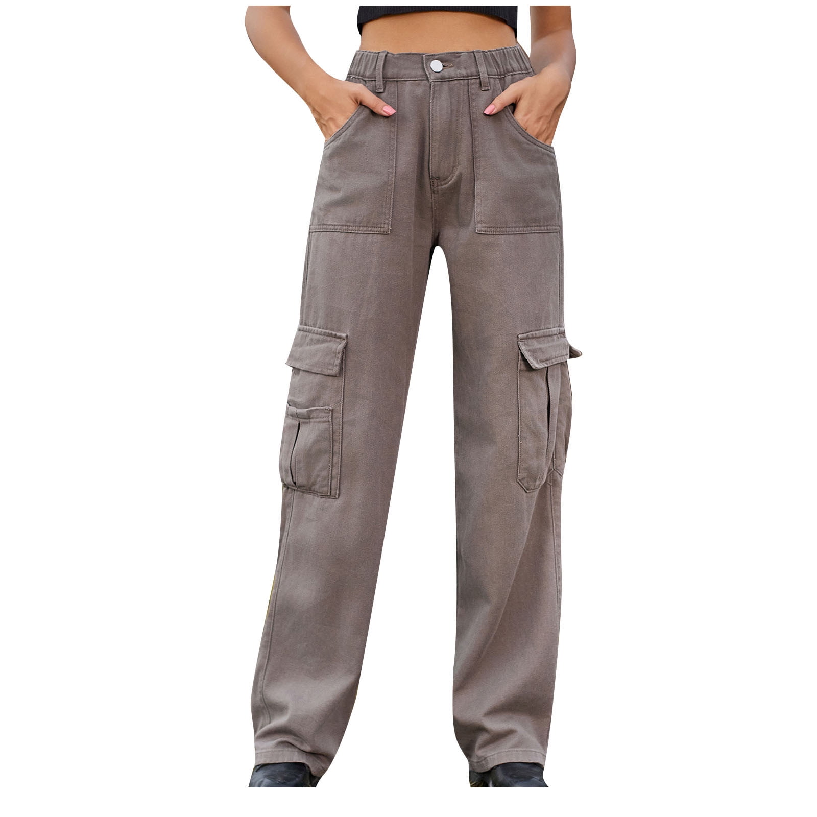 Straight Denim Cargo Pants
