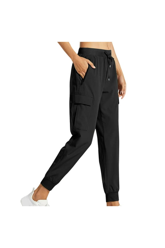 Women's Cargo Joggers Lightweight Quick Dry Hiking Pants Outdoor Athletic Workout Trousers with Zipper Pockets