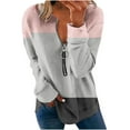 thumbnail image 1 of BLVB Women's Casual Color Block Sweatshirts Long Sleeve Half Zipper Loose Lightweight Pullover Tops Fall Clothes, 1 of 5