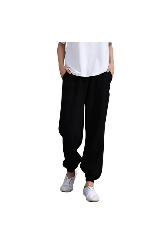 Women's Casual Cotton Linen Baggy Pants with Elastic Waist Loose Summer Beach Lantern Trouser with Pockets