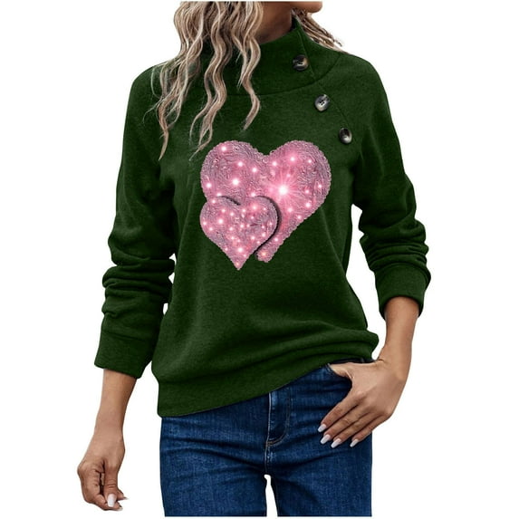 BLVB Women's Casual Long Sleeve Sweatshirt Tops Basic Loose Mock Turtleneck Lightweight Tunic Pullover with Button