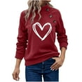 thumbnail image 1 of BLVB Women's Casual Long Sleeve Sweatshirt Tops Basic Loose Mock Turtleneck Lightweight Tunic Pullover with Button, 1 of 5