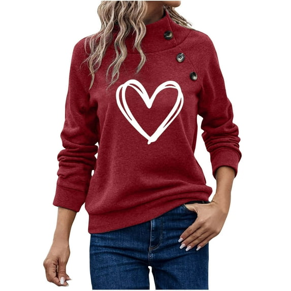 BLVB Women's Casual Long Sleeve Sweatshirt Tops Basic Loose Mock Turtleneck Lightweight Tunic Pullover with Button