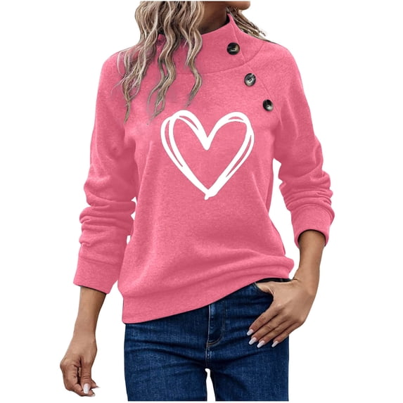 BLVB Women's Casual Long Sleeve Sweatshirt Tops Basic Loose Mock Turtleneck Lightweight Tunic Pullover with Button