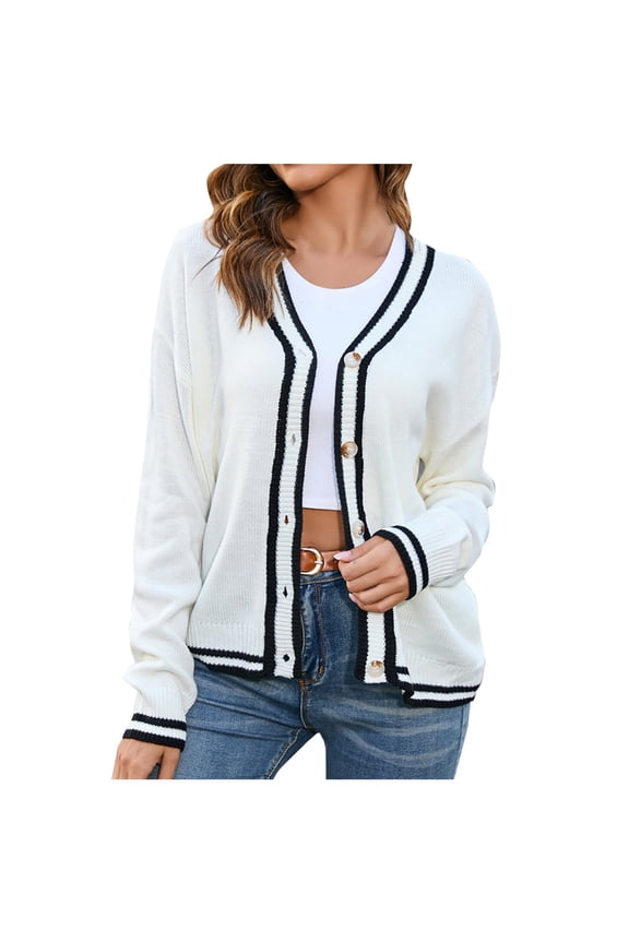 Women's Casual Open Front Cardigans Long Sleeve Button Down Soft Knit Sweater Jackets Coat Fall Clothes