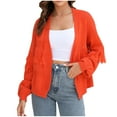 thumbnail image 1 of BLVB Women's Casual Open Front Cardigans Long Sleeve Tassel Soft Cable Knit Sweater Jackets Coat Fall Clothes, 1 of 6