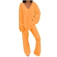 thumbnail image 1 of BLVB Women's Casual Pajama Set 2 Piece Fuzzy Fleece Long Sleeve Pullover Sweater Top Wide Leg Pants Pjs Sets Loungewear, 1 of 7