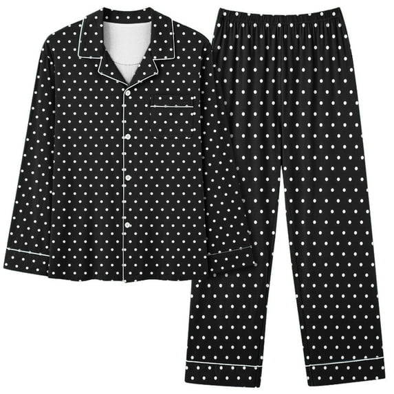 BLVB Women's Casual Pajama Sets Printed Long Sleeve Button down Shirts and Pants 2 Piece Outfits Plus Size Sleepwear Pjs