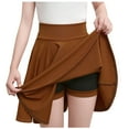 thumbnail image 1 of BLVB Women's Casual Stretchy Flared Pleated Mini Skater Skirt with Shorts Basic High Waist Short Skirts, 1 of 4
