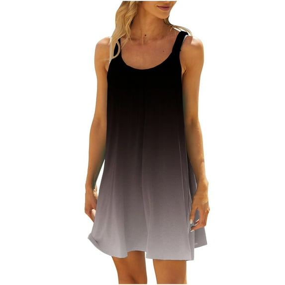 BLVB Women's Casual Sundress Summer Boho Mini Beach Dress Sleeveless Scoop Neck Loose Tank Dresses Trendy