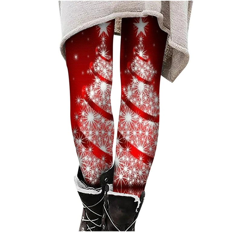 BLVB Women's Christmas Leggings High Waist Stretchy Tights Cute Christmas  Print Fall Winter Casual Lounge Trousers 