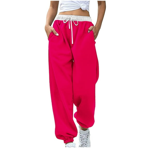 BLVB Women's Cinch Bottom Sweatpants Casual Baggy High Waisted Drawstring Joggers Workout Sport Lounge Trousers