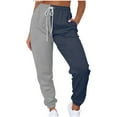 thumbnail image 1 of BLVB Women's Color Block Jogger Sweatpants Elastic High Waist Cinch Bottom Active Workout Pants with Pockets, 1 of 7