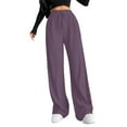 thumbnail image 1 of BLVB Women's Comfy Lounge Pants Wide Leg Baggy High Waist Ribbed Workout Pants Fall Outfits with Drawstring, 1 of 6