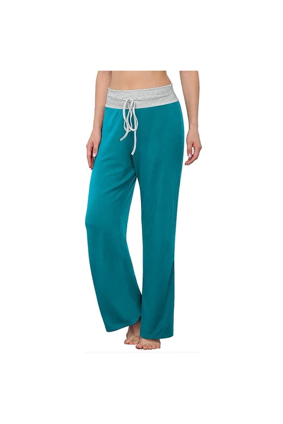Women's Comfy Pajama Pants Casual Lounge Pant Wide Leg Palazzo Trousers Stretch Drawstring Sleep Pj Bottoms Sky Blue