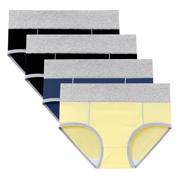 BLVB Women's Comfy Underwear Mid Waist Stretch Briefs Soft Underpants Ladies Full Coverage Panties 4 Pack