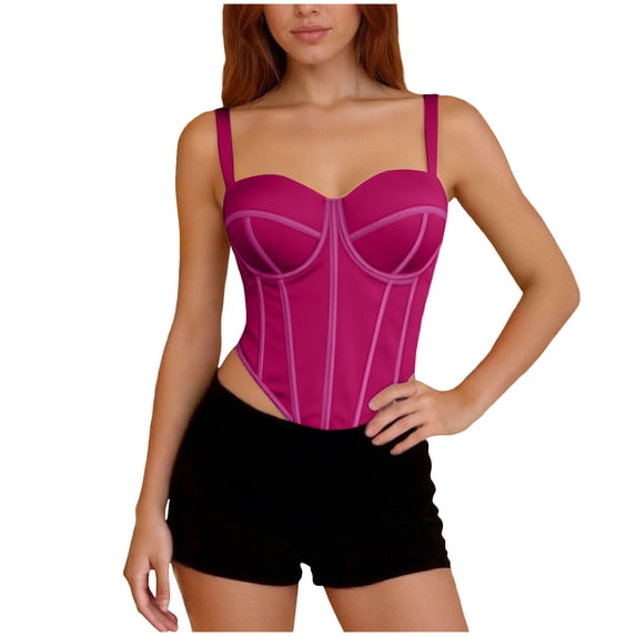 BLVB Women's Corset Tops Bustier Going out Party Spaghetti Strap Cami Shirts Vintage Tank Top
