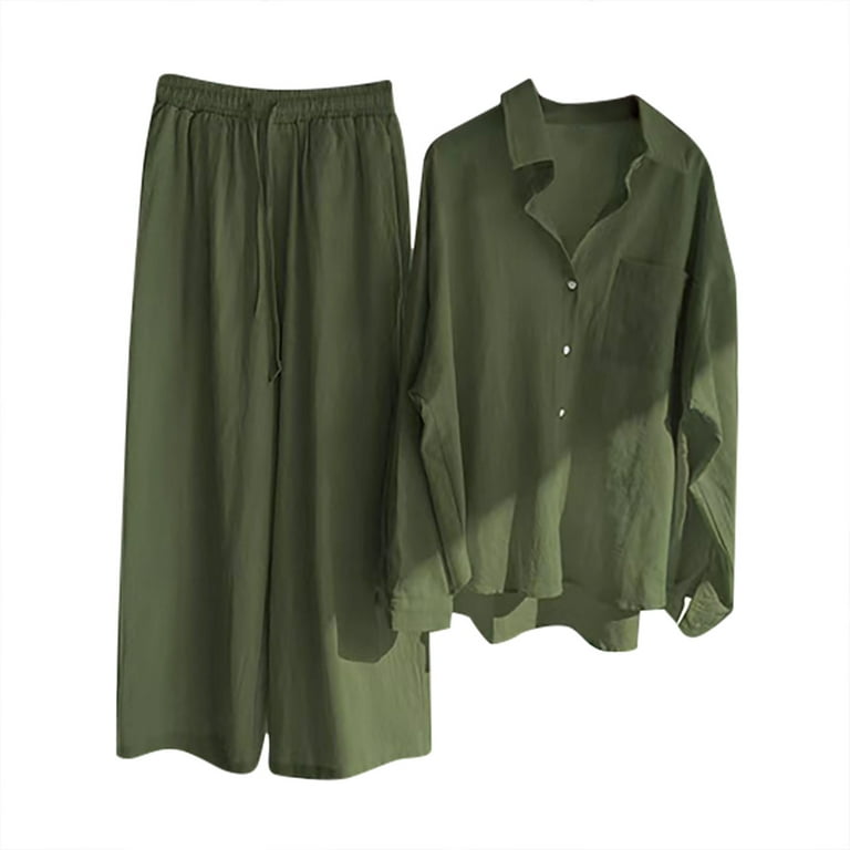 Cotton Linen Summer Suit Female Set 2  Linen Pants Women Outfit Clothes -  Summer - Aliexpress