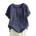 thumbnail image 1 of BLVB Women's Cotton Linen Tops Printed Button Square Neck Short Sleeve Summer Blouse Casual Plus Size Beach Shirts, 1 of 4