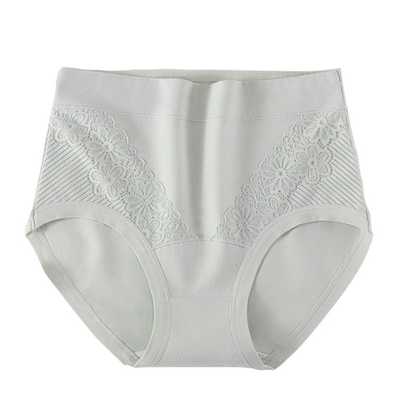 BLVB Women's Cotton Underwear High Waisted Plus Size Soft Lace Panties Full Coverage Ladies Briefs Underpants