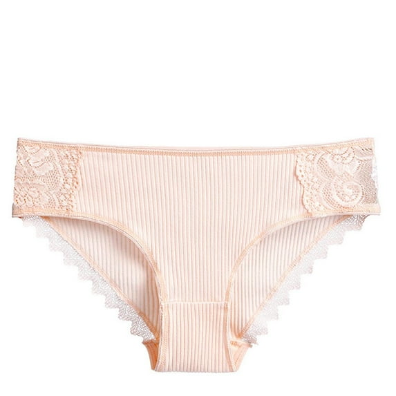 BLVB Women's Cotton Underwear Stretch Mid Waist Lace No Show Briefs Soft Breathable Ladies Girls Panties