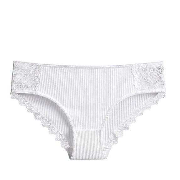 BLVB Women's Cotton Underwear Stretch Mid Waist Lace No Show Briefs Soft Breathable Ladies Girls Panties