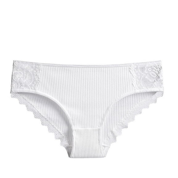 BLVB Women's Cotton Underwear Stretch Mid Waist Lace No Show Briefs Soft Breathable Ladies Girls Panties