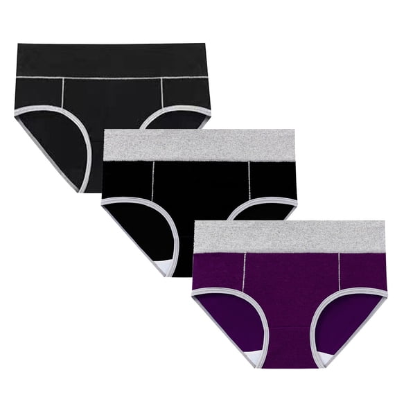 BLVB Women's Cotton Underwear Super Stretchy High Waisted Underpants Ladies Panties Briefs Plus Size 3 Packs