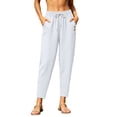 thumbnail image 1 of BLVB Women's Cropped Lounge Pants Lightweight Elastic Waist Tapered Pant with Pockets Summer Casual Loose Trousers, 1 of 7