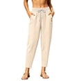 thumbnail image 1 of BLVB Women's Cropped Lounge Pants Lightweight Elastic Waist Tapered Pant with Pockets Summer Casual Loose Trousers, 1 of 7