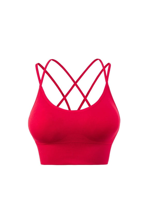 Women's Cross Back Sport Bras Padded Strappy Criss Cross Medium Support Bras for Yoga Workout Fitness S-3XL Wine