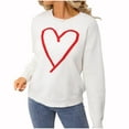 thumbnail image 1 of BLVB Women's Cute Heart Sweater Love Print Valentine Knitted Top Casual Crewneck Long Sleeve Sweaters Pullover Tops, 1 of 7