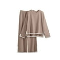thumbnail image 1 of BLVB Women's Fall 2 Piece Sweater Sets Knit Long Sleeve Pullover Tops and High Waist Wide Leg Pants Lounge Set Tracksuits, 1 of 6