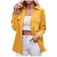 thumbnail image 1 of BLVB Women's Fall Button Down Shirt Lapel Long Sleeve Solid Casual Loose Fit Cardigan Jackets with Pockets, 1 of 9