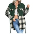 thumbnail image 1 of BLVB Women's Fall Clothes Plaid Shacket Jacket Long Sleeve Button Down Lapel Flannel Shirts Fashion Blouse Coats with Pockets, 1 of 6