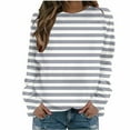 thumbnail image 1 of BLVB Women's Fall Striped Sweatshirt Trendy Round Neck Long Sleeve Casual Loose Pullover Blouse Tops, 1 of 4