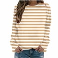 thumbnail image 1 of BLVB Women's Fall Striped Sweatshirt Trendy Round Neck Long Sleeve Casual Loose Pullover Blouse Tops, 1 of 4