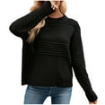 thumbnail image 1 of BLVB Women's Fall Sweaters 2024 Trendy Crew Neck Long Sleeve Solid Casual Ribbed Knit Pullover Sweater Tops, 1 of 9