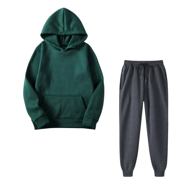 BLVB Women's Fall Winter 2 Piece Jogger Outfits Long Sleeve Hoodies Sweatshirts and Sweatpants Lounge Tracksuits Sets Green