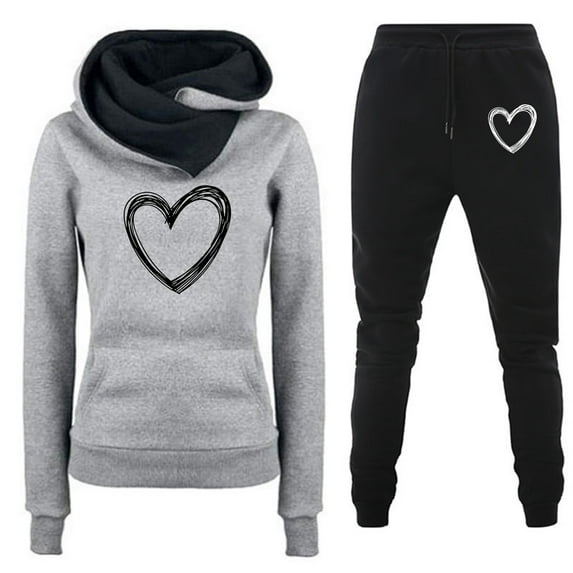 BLVB Women's Fall Winter 2 Piece Tracksuit Sweatsuits Sets Hoodie Sweatshirt and Jogging Sweatpants Lounge Suit with Pocket