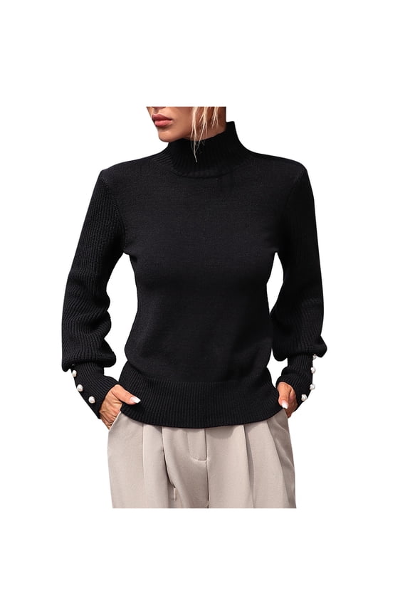 Women's Fall Winter Pullover Sweaters Long Sleeve Turtleneck Casual Soft Ribbed Knit Cozy Jumper Tops