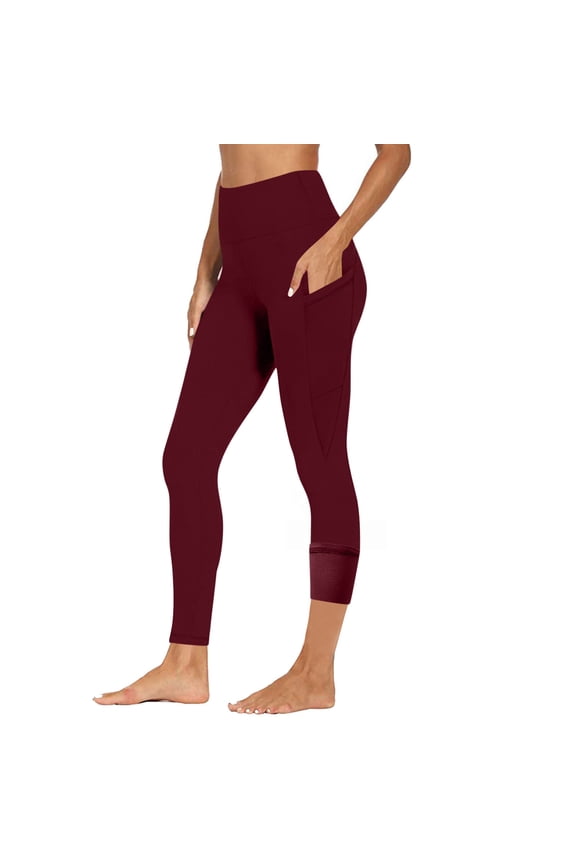 Women's Fleece Lined Leggings with Pockets Thermal Winter Workout High Waist Warm Yoga Pants Tight Full Length