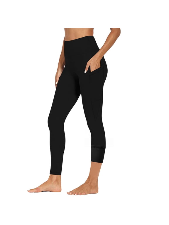 Women's Fleece Lined Leggings with Pockets Thermal Winter Workout High Waist Warm Yoga Pants Tight Full Length