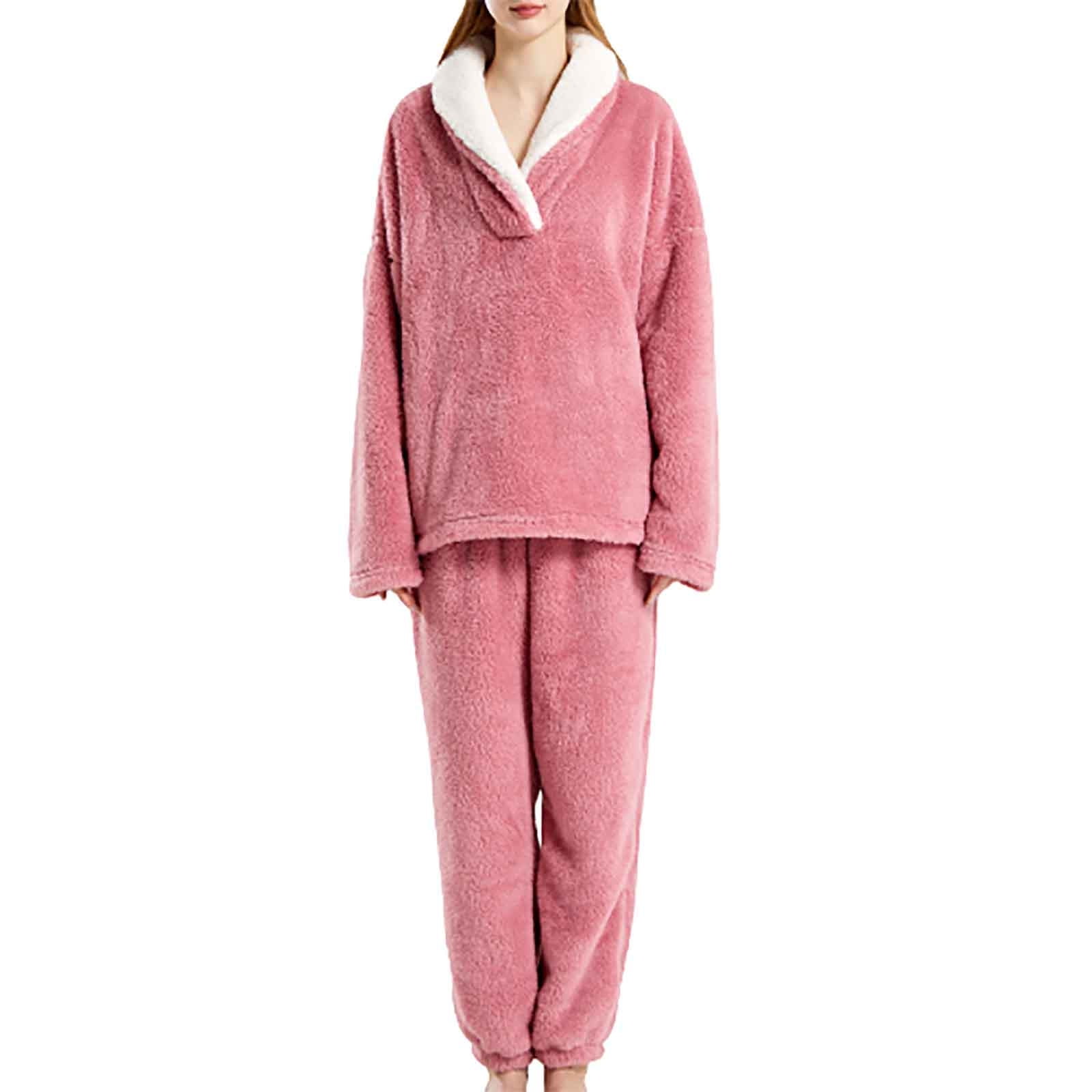 Women's Fuzzy Pajama Sets 2 Piece Pjs Cozy Fleece Fluffy Oversized Pullover  Pants Sets Loungewear Loose Plush Sleepwear 