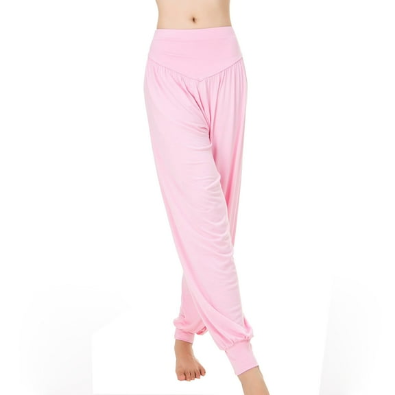 BLVB Women's Harem Pants for Beach & Lounge High Waisted Flowy Summer Boho Pants Yoga Sports Dance Pants Travel Trousers